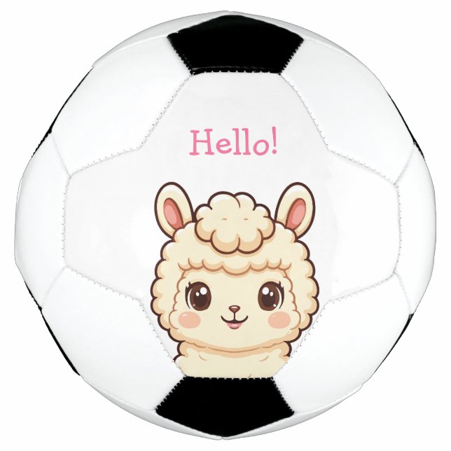 Cute llama illustration design soccer ball (Front)