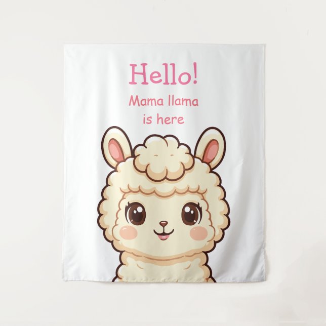 Cute llama illustration design tapestry (Front)