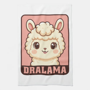 Cute llama illustration design tea towel