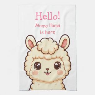 Cute llama illustration design tea towel