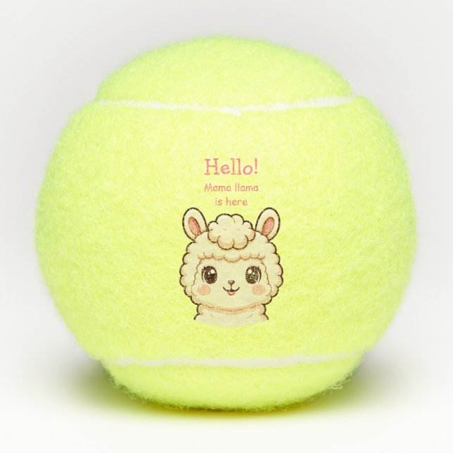 Cute llama illustration design tennis balls (Front)