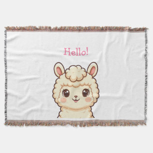 Cute llama illustration design throw blanket
