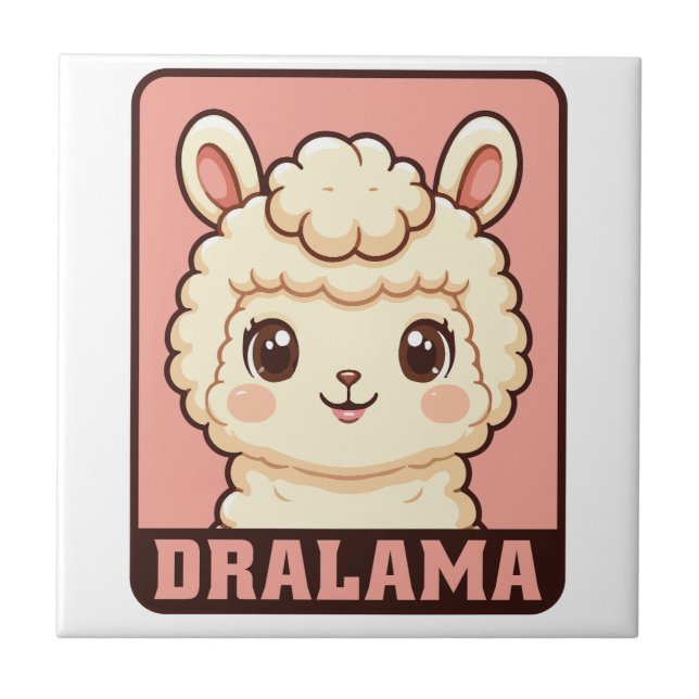 Cute llama illustration design tile (Front)