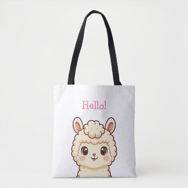 Cute llama illustration design tote bag (Front)