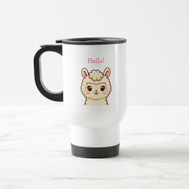 Cute llama illustration design travel mug (Left)