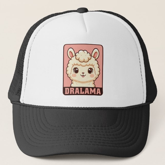 Cute llama illustration design trucker hat (Front)