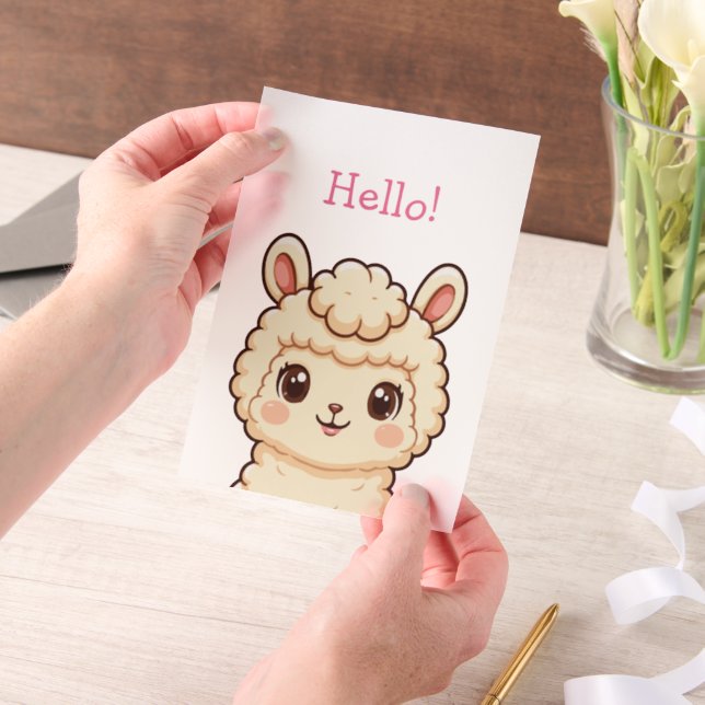 Cute llama illustration design vellum invitations (Handheld)