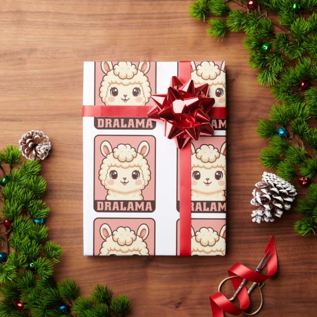 Cute llama illustration design wrapping paper (Holiday Gift)