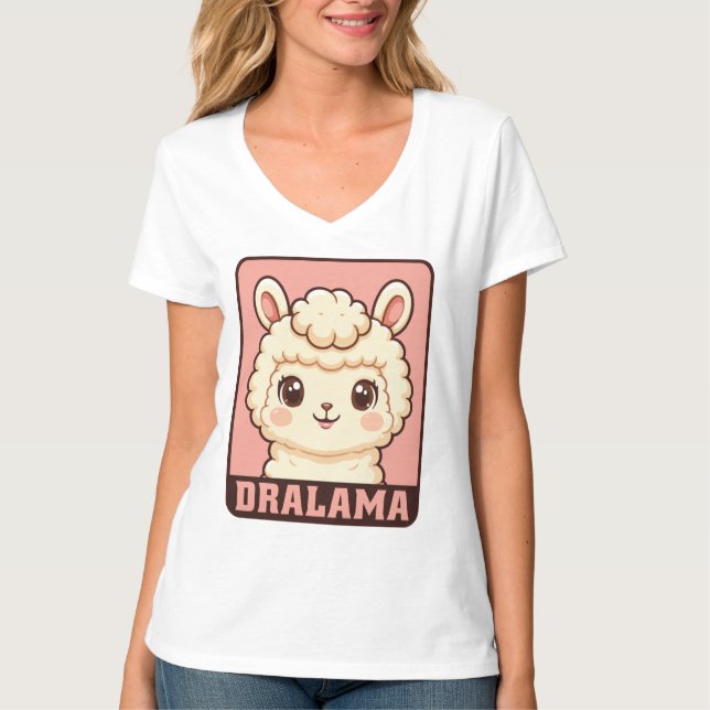 Cute llama illustration t-shirt design (Front)