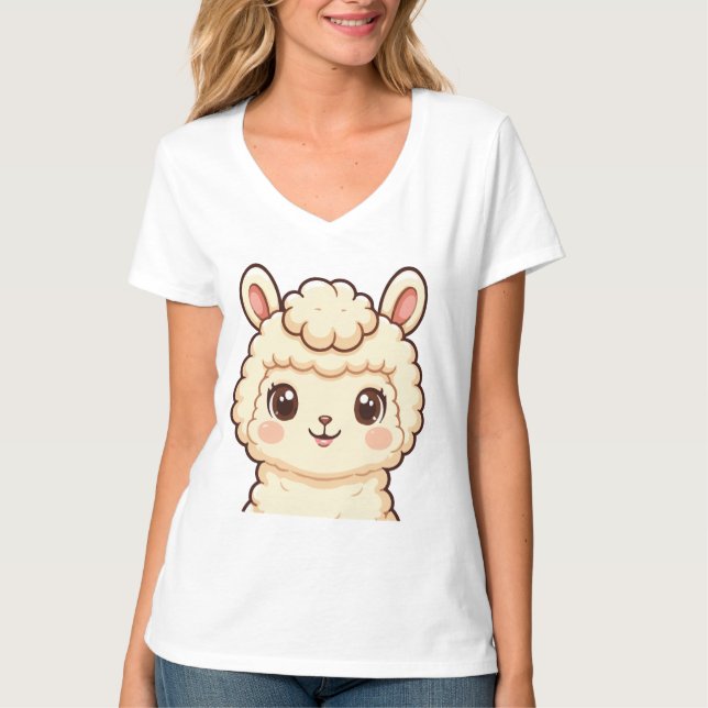 Cute llama illustration t-shirt design (Front)