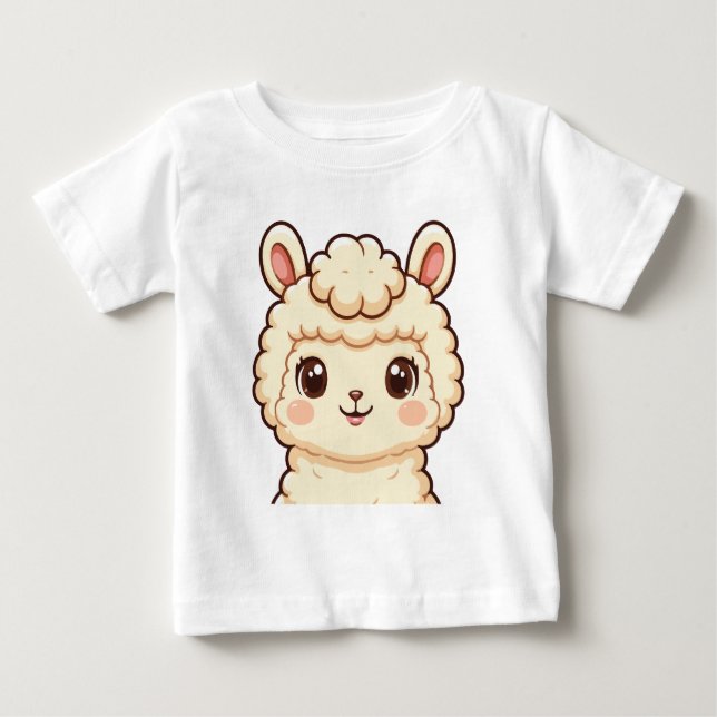 Cute llama illustration t-shirt design (Front)