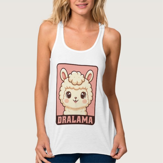 Cute llama illustration t-shirt design singlet (Front)