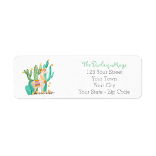 Cute Llama in Cactus Garden - Return Address