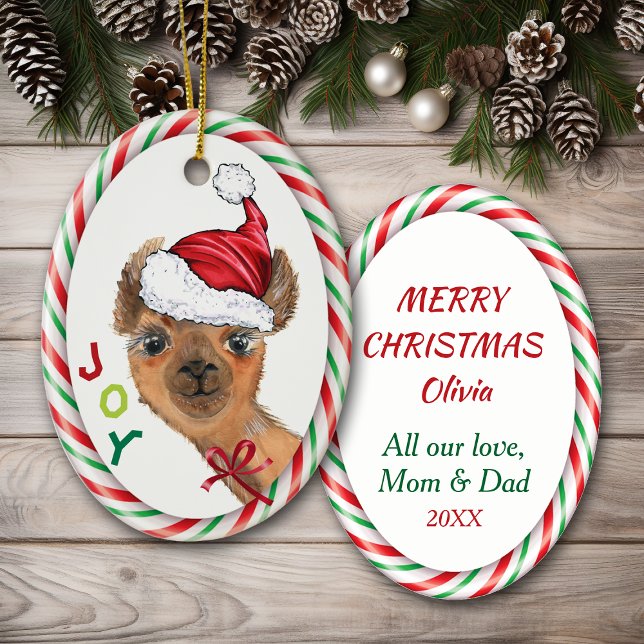 Cute Llama Joy Kids Christmas Ornament (Creator Uploaded)