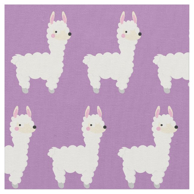 Cute Llama Kids Baby Fabric (Close Up)