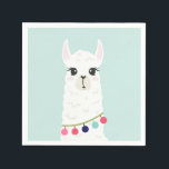 Cute Llama Kids Birthday Party Napkin<br><div class="desc">Cool personalised llama or alpaca design perfect for kids birthday parties.</div>