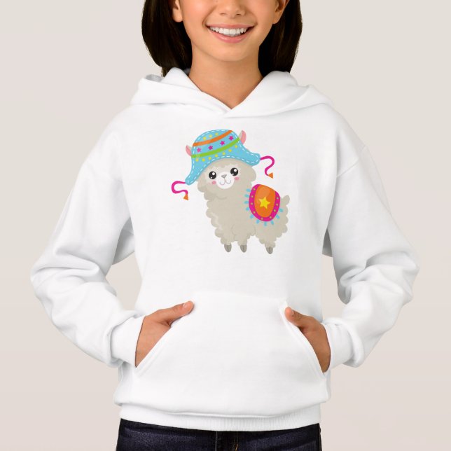 Cute Llama, Little Llama, Alpaca, Llama With Hat (Front)