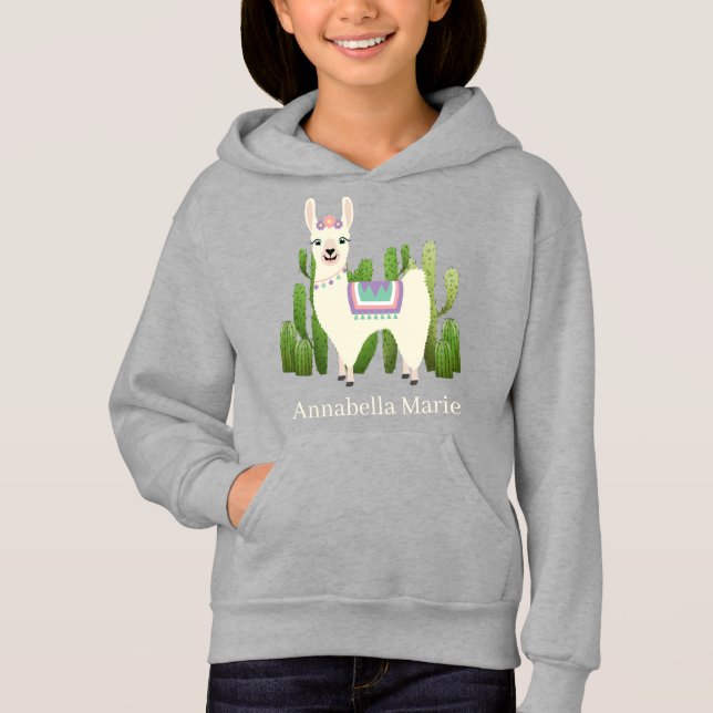 cute llama lover add name Hoodie (Front)