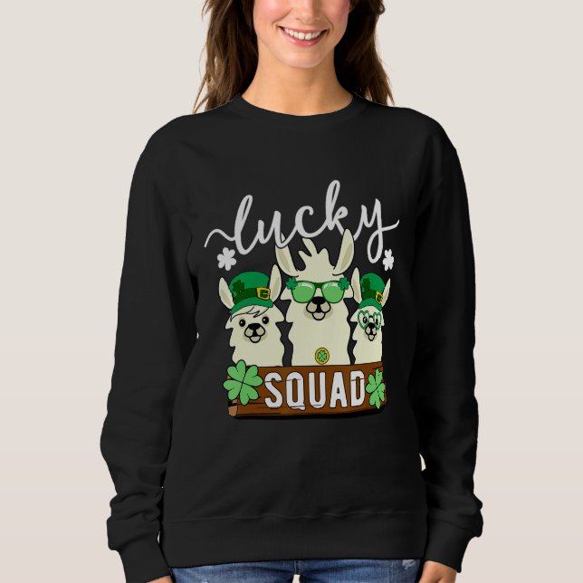 Cute Llama Lucky Squad   Alpaca crew St Patricks D Sweatshirt (Front)
