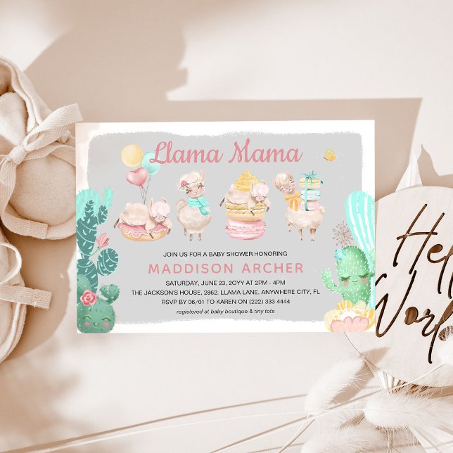 Cute Llama Mama Girl Baby Shower Invitation (Creator Uploaded)