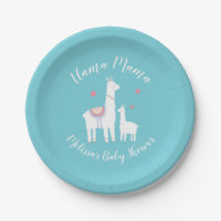 Cute Llama Mama Turquoise Baby Shower