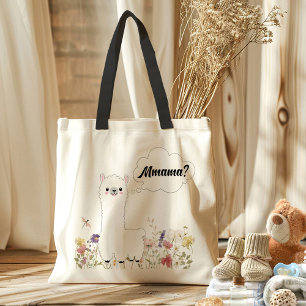 Cute Llama Mmama Floral Funny Mum-To-Be Gift Tote Bag