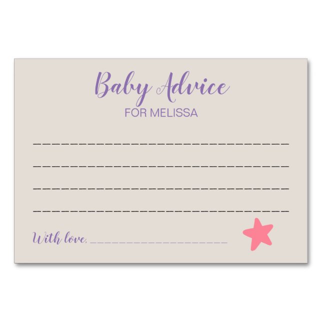 Cute Llama Pastel Baby Shower Advice Cards (Front)