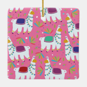 Cute Llama Pattern Ceramic Ornament