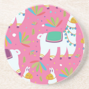 Cute Llama Pattern Coaster