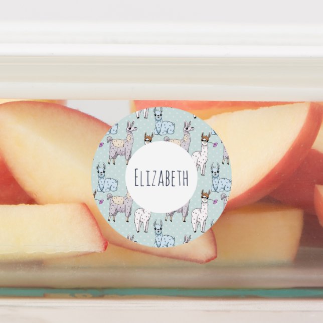 Cute Llama Pattern on Polka Dots (Affixed)