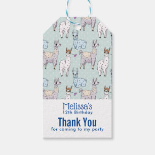 Cute Llama Pattern on Polka Dots Birthday Gift Tags