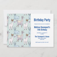 Cute LLama Pattern on Polka Dots Birthday