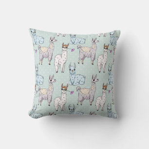 Cute Llama Pattern on Polka Dots Cushion