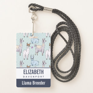 Cute Llama Pattern on Polka Dots ID Badge