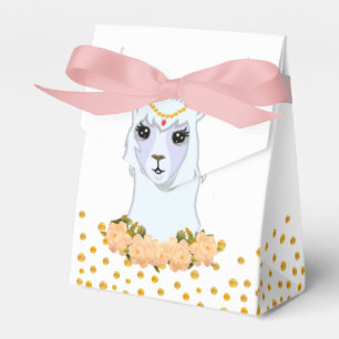 Cute Llama, Peonias & Gold Confetti Thank You Favour Box
