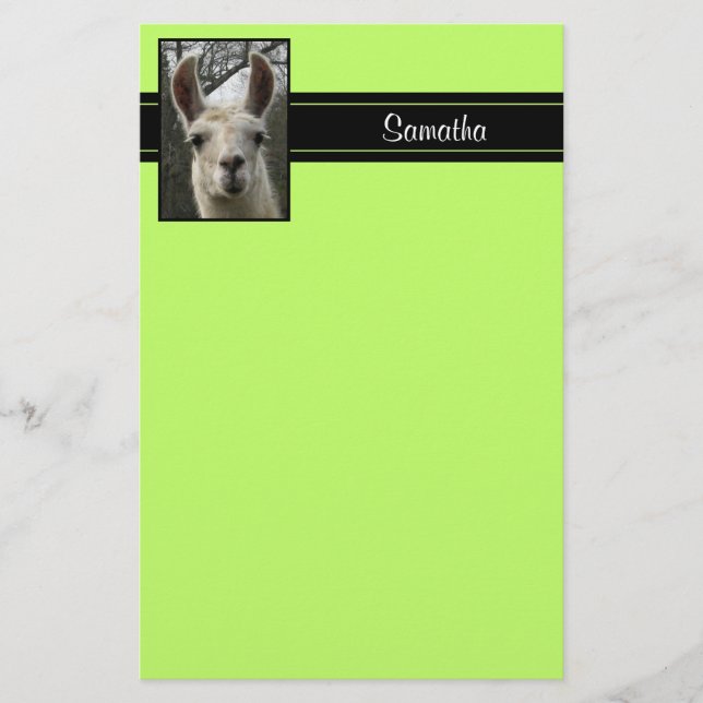 Cute Llama Personalised Stationery (Front)