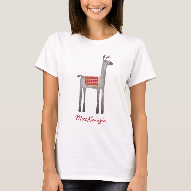 Cute Llama Personalised T-Shirt (Front)
