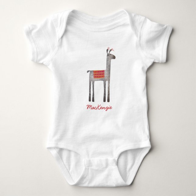 Cute Llama Personalised T-Shirt Baby Bodysuit (Front)