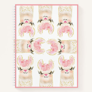 Cute Llama Pink Watercolor Notebook