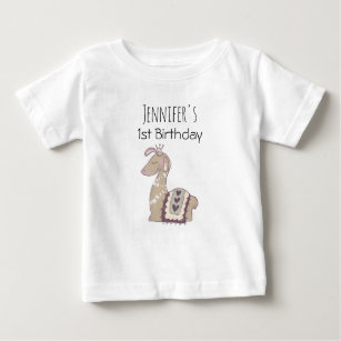 Cute Llama Princess Wearing a Crown Birthday Baby T-Shirt
