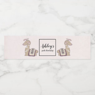 Cute Llama Princess Wearing a Crown Water Bottle Label