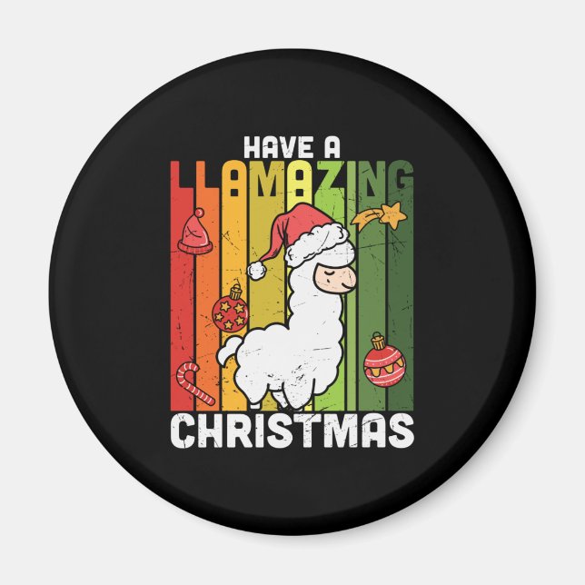 Cute Llama Pun Christmas Holiday Magnet (Front)