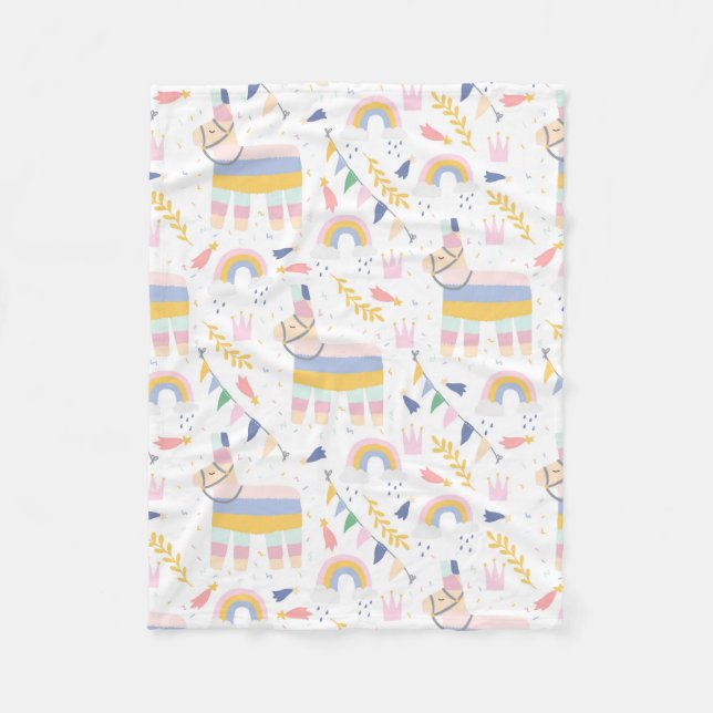 Cute Llama Rainbow Baby Nursery Fleece Blanket (Front)