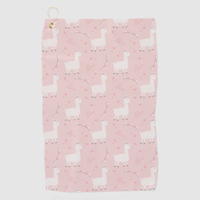 Cute llama seamless  golf towel (Front)