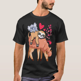 Cute Llama Sloth Koala Valentines Day Mothers Day T-Shirt