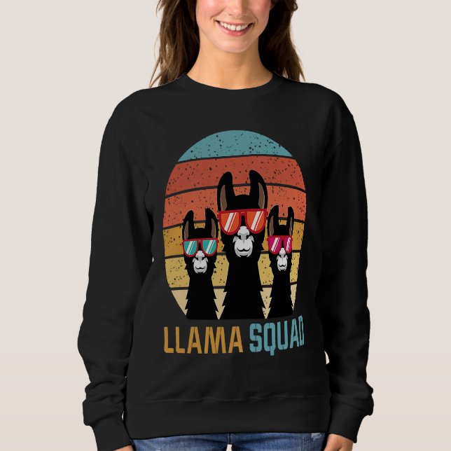 cute llama squad for llama and alpaca  retro sweatshirt (Front)