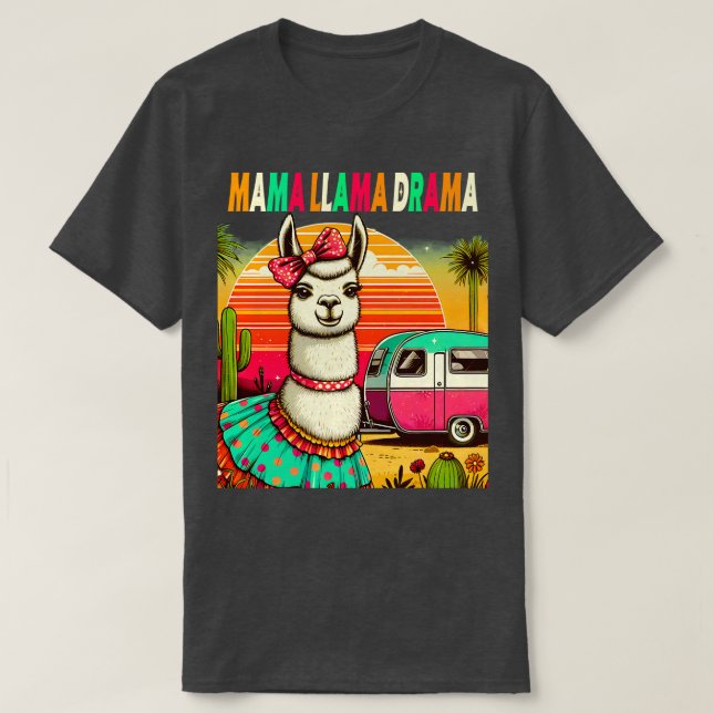 Cute Llama Squad Shirt Retro 80s Style Design (Design Front)