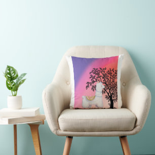 Cute Llama Sunset Pillow