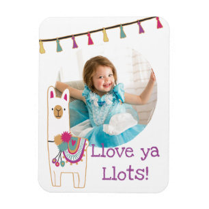 Cute llama & tassels photo design magnet