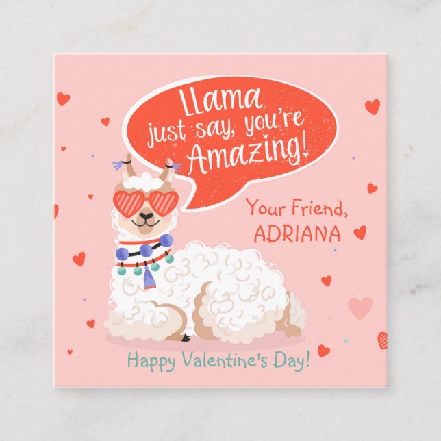 Cute Llama Valentine Enclosure Card (Front)